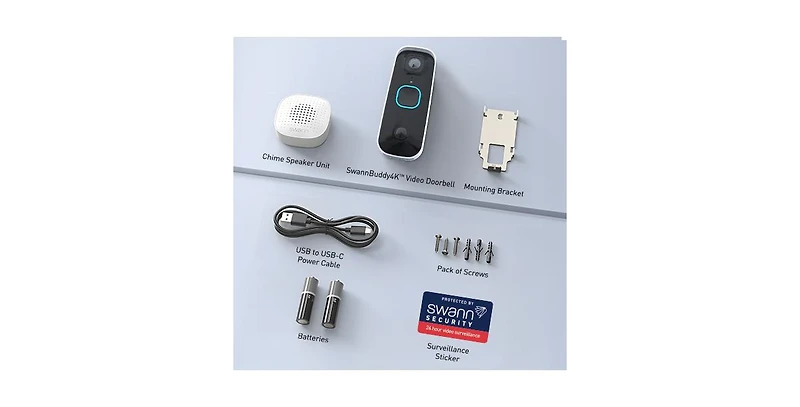 Swann Buddy 4K Video Doorbell & Chime Kit with 32GB Card