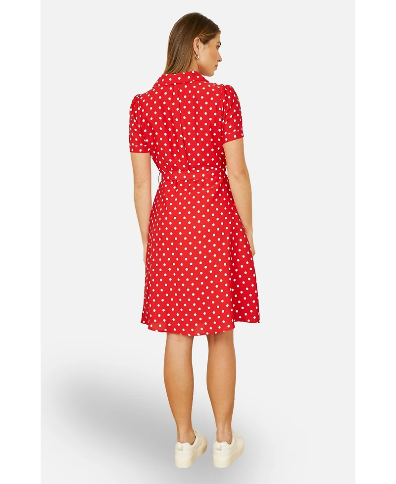 Yumi Women's Retro Shirt Polka Dot Dress
