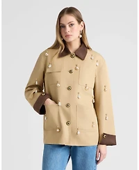 Nvlt Women's Sueded Trims and Pearl Charms Jacket