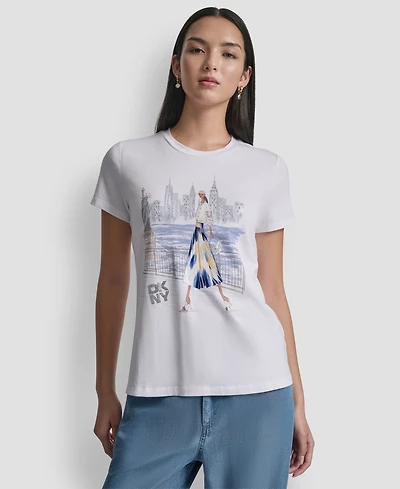 Dkny Women's Statue of Liberty Graphic Short-Sleeve T-Shirt