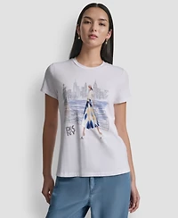 Dkny Women's Statue of Liberty Graphic Short-Sleeve T-Shirt