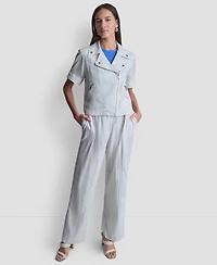 Dkny Women's Striped Collared Neck Jacket