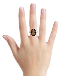 Macy's Smokey Quartz (11 ct. t.w.) & White Topaz (0.11 ct. t.w.) Ring in Sterling Silver