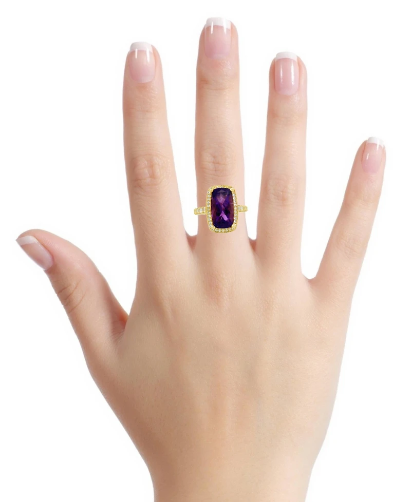 Macy's Amethyst (3.30 ct. t.w.) & White Topaz (0.60 ct. t.w.) Ring in 14k Yellow Gold-Plated Sterling Silver
