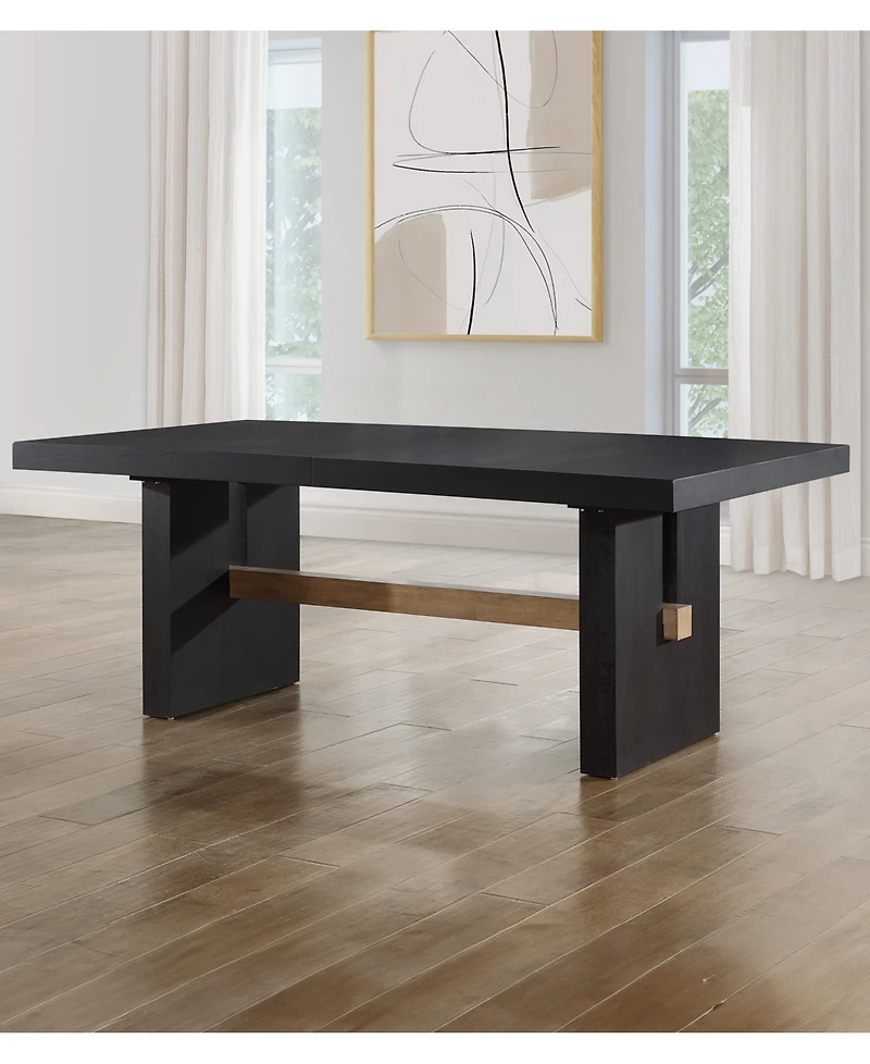 Macai 5-Pc. Wood Dining Set (Rectangular Table + 4 Faux Leather Side Chairs)