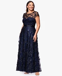 Xscape Plus Embellished 3D Flower Ball Gown