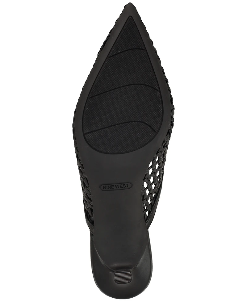 Nine West Women's Amelli Woven Kitten Heel Mules Pumps