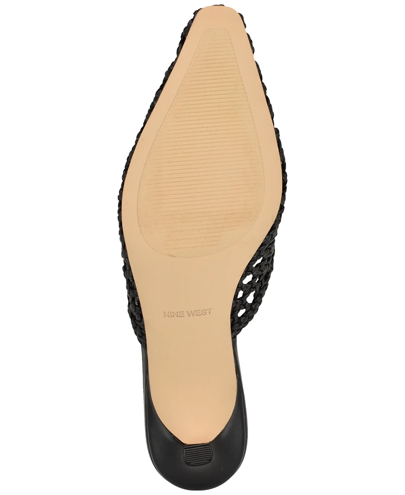 Nine West Women's Camenlaw Woven Kitten Heel Mules Pumps