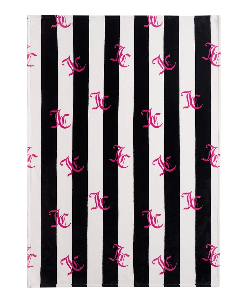 Juicy Couture Cabana Plush Striped Throw