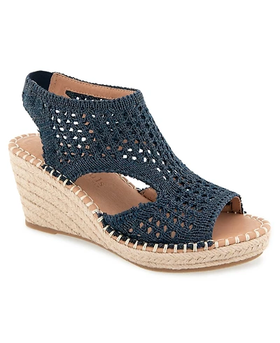 Gentle Souls Women's Cody Knit Round Toe Wedge Sandals