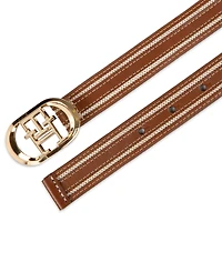 Tommy Hilfiger Women's Monogram Plaque Buckle Casual Belt
