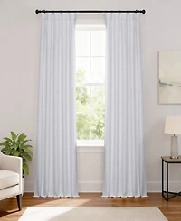Half Price Drapes White Performance Linen Hotel Blackout Curtain