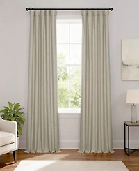 Half Price Drapes Light Beige Performance Linen Hotel Blackout Curtain