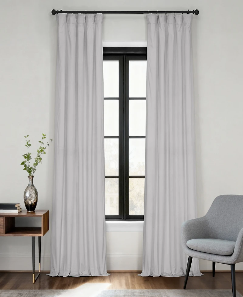 Half Price Drapes Reflection Grey Signature Velvet Blackout Curtain