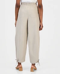 Charter Club Petite Drawstring-Waist Barrel-Leg Linen Pants, Macy's Exclusive