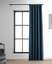 Half Price Drapes Voyager Blue Faux Linen Hotel Blackout Curtain