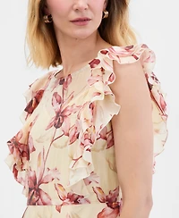 I.n.c. International Concepts Women's Printed Ruffle-Sleeve Peplum Blouse, Macy's Exclusive