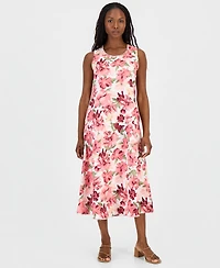 Charter Club Petite Printed Linen Midi Dress, Macy's Exclusive