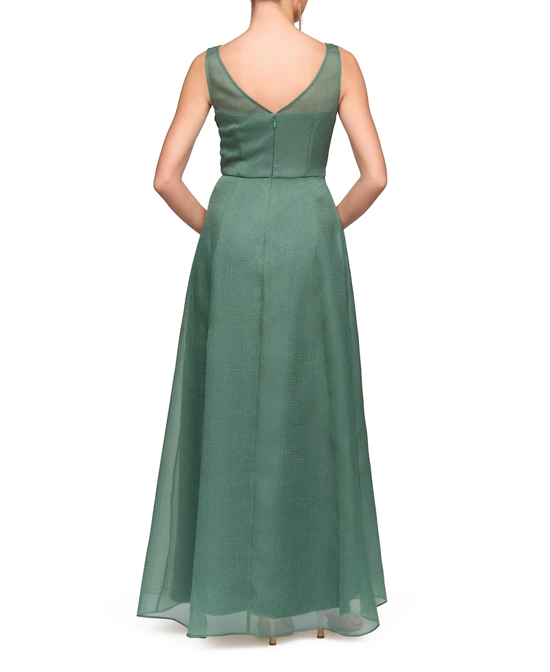 Js Collections Women's Boat Neck Carey Organza Gown