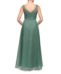 Js Collections Women's Boat Neck Carey Organza Gown