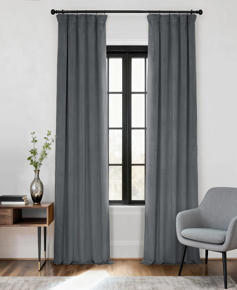 Half Price Drapes Natural Grey Signature Velvet Blackout Curtain