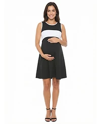 24seven Comfort Apparel Women's and Plus Size Maternity Round Neck A-Line Dress