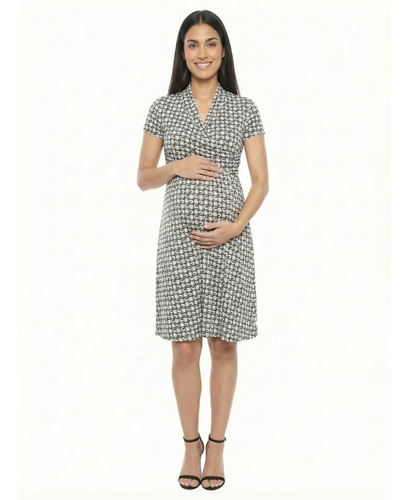 24seven Comfort Apparel Women's and Plus Maternity Short-Sleeve Wrap Dress