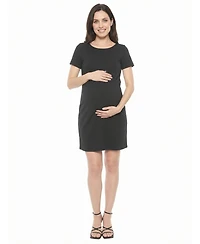 24seven Comfort Apparel Women's and Plus Maternity Round Neck Shift Dress