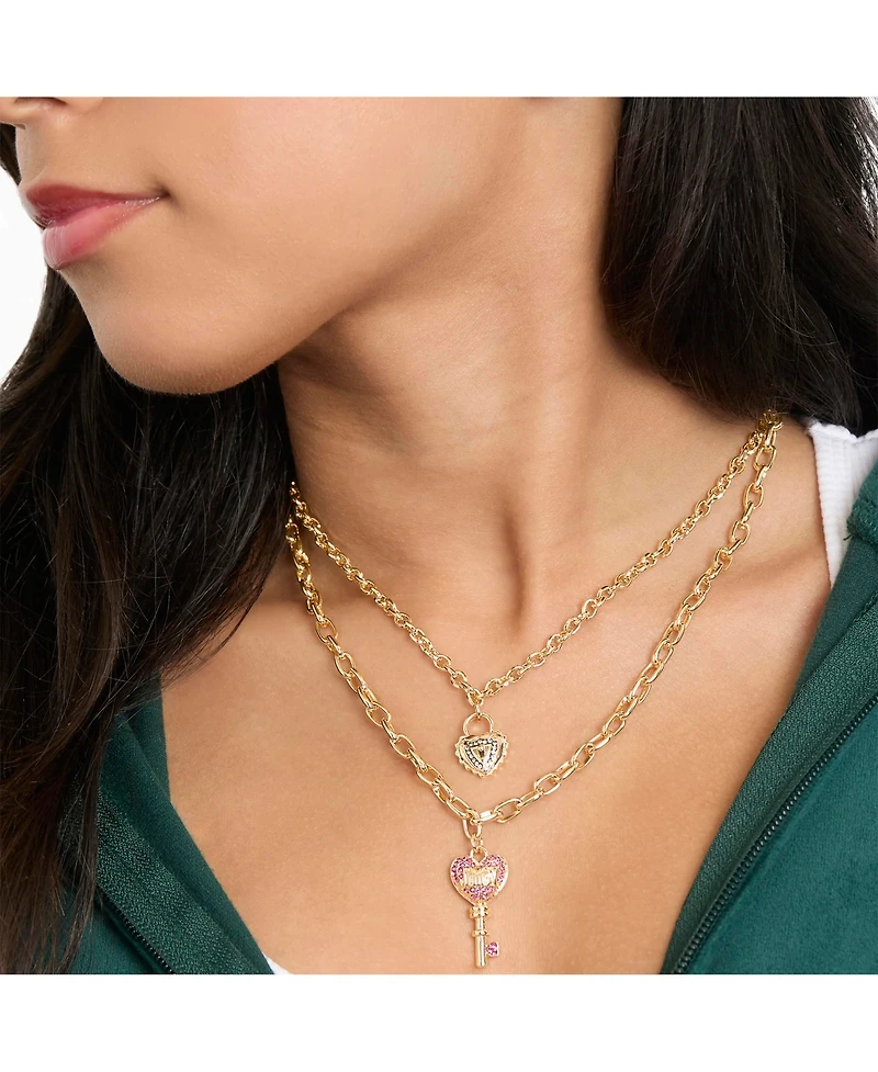 Juicy Couture Key Charm Layered Necklace and Lock Earring Set
