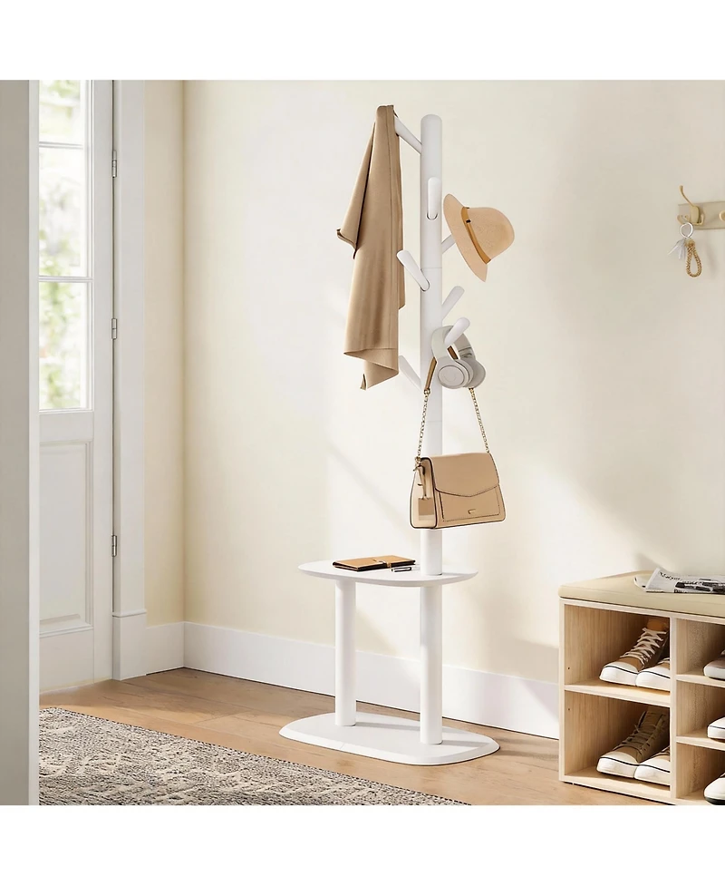 Yigii 8 Hooks and Shelf Freestanding Coat Rack - 67.2" Tall for Entryway