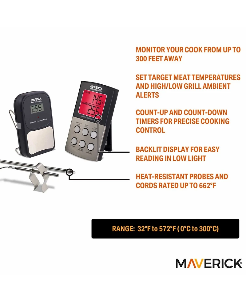 Maverick Long Range Wireless Remote Barbeque Dual Probe Thermometer