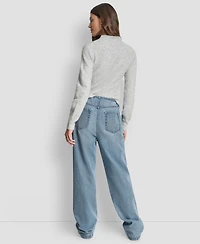Dkny Jeans Petite Mid Rise Flowy Relaxed Fit Straight Pants