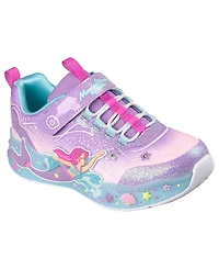 Skechers Toddler Girls S-Lights: Mermaid Dreams Light-Up Fastening Strap Casual Sneakers from Finish Line