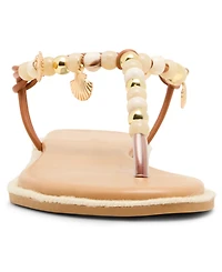 Madden Girl Women's Shells Beaded T-Strap Flat Sandals
