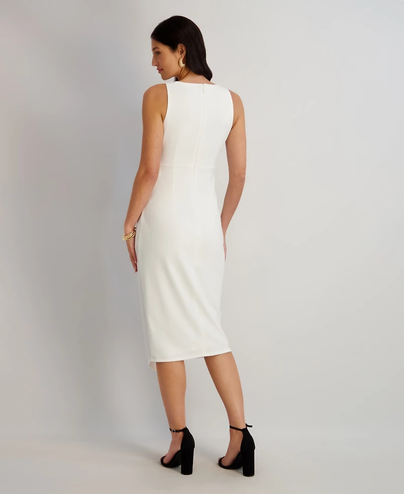 Siena Women's Ruched Side-Twist Sleeveless Midi Dress
