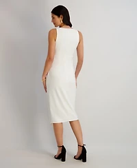 Siena Women's Ruched Side-Twist Sleeveless Midi Dress