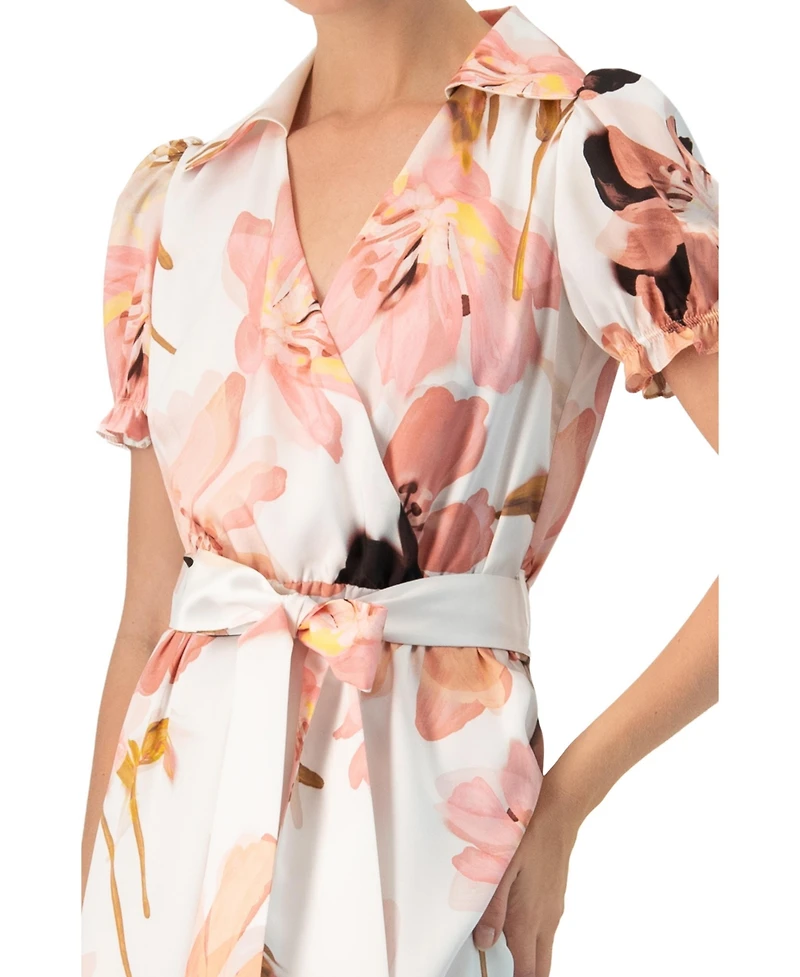 Ivonne Women's Short Sleeve V-Neck Collared Maxi Dress