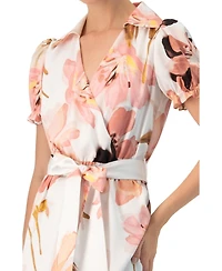 Ivonne Women's Short Sleeve V-Neck Collared Maxi Dress