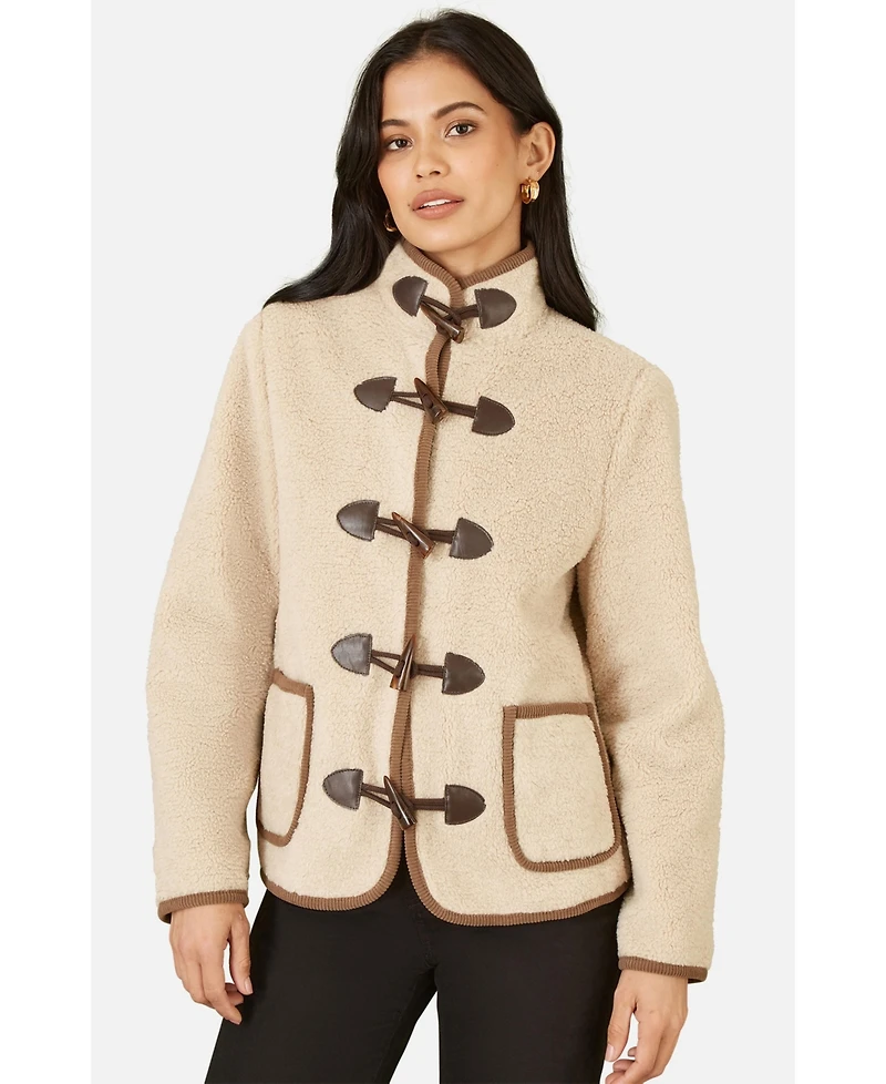 Yumi Women's Faux Leather Button Detail Jacket