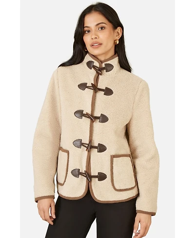 Yumi Women's Faux Leather Button Detail Jacket
