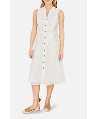 Yumi Women's Broderie Anglaise Cotton Shirt Dress