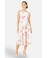 Yumi Women's Delicate Floral Midi Skater Dress