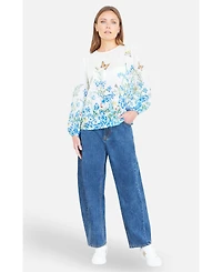 Yumi Women's Butterfly Print Long Sleeve Top