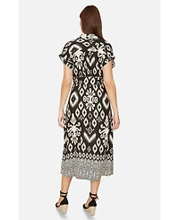 Yumi Women's Geo Print Relaxed Midi Shirt Dress