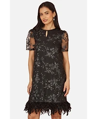 Yumi Women's Sequin Embellished Floral Tunic Dress