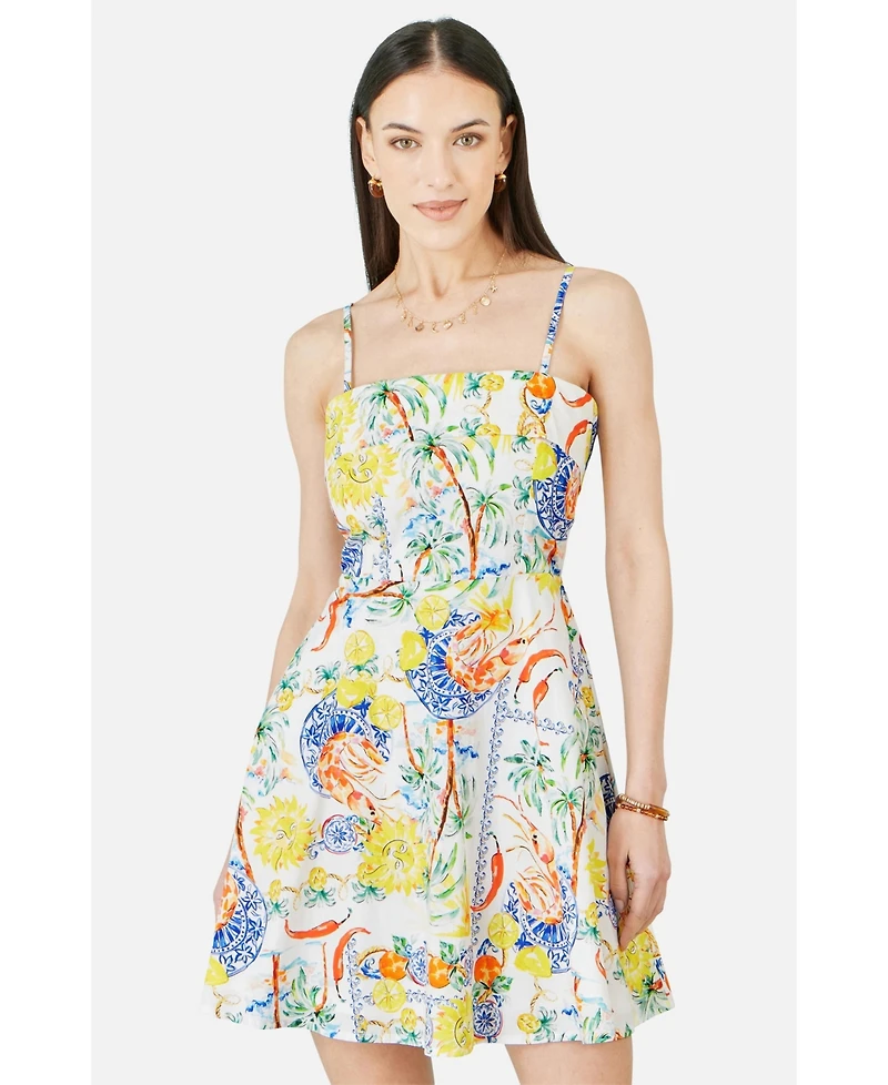 Yumi Women's Print Cotton Mini Sun Dress