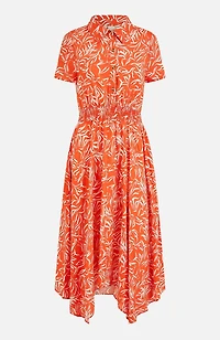 Yumi Women's Printed Midi Ruched Shirt Dress