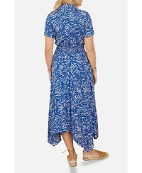 Yumi Women's Printed Midi Ruched Shirt Dress