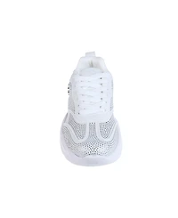 bebe Women's Sneaker with Mesh Upper and Rhinestones Embellishment