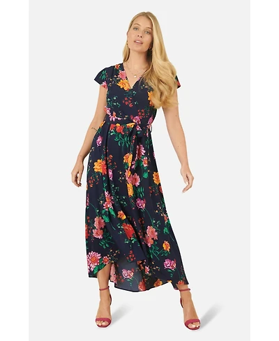 Yumi Women's Flower Print Wrap Midi Dress
